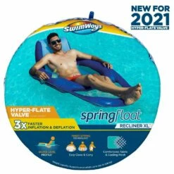 Spring Float Recliner XL Inflatable Pool Lounger With Hyper-Flate Valve -swimming pool supplies shop 170417 swimways spring float recliner xl white