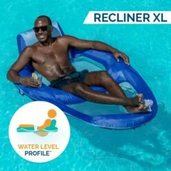 Spring Float Recliner XL Inflatable Pool Lounger With Hyper-Flate Valve -swimming pool supplies shop 170417 swimways spring float recliner xl white 4