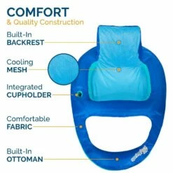 Spring Float Recliner XL Inflatable Pool Lounger With Hyper-Flate Valve -swimming pool supplies shop 170417 swimways spring float recliner xl white 6