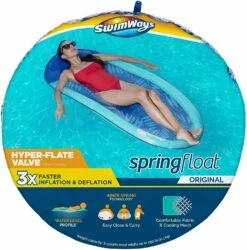 Spring Float Inflatable Pool Lounger With Hyper-Flate Valve - Patterned 13 Spring Float Inflatable Pool Lounger With Hyper-Flate Valve - Patterned -swimming pool supplies shop 170418 swimways spring float with hypervalve white