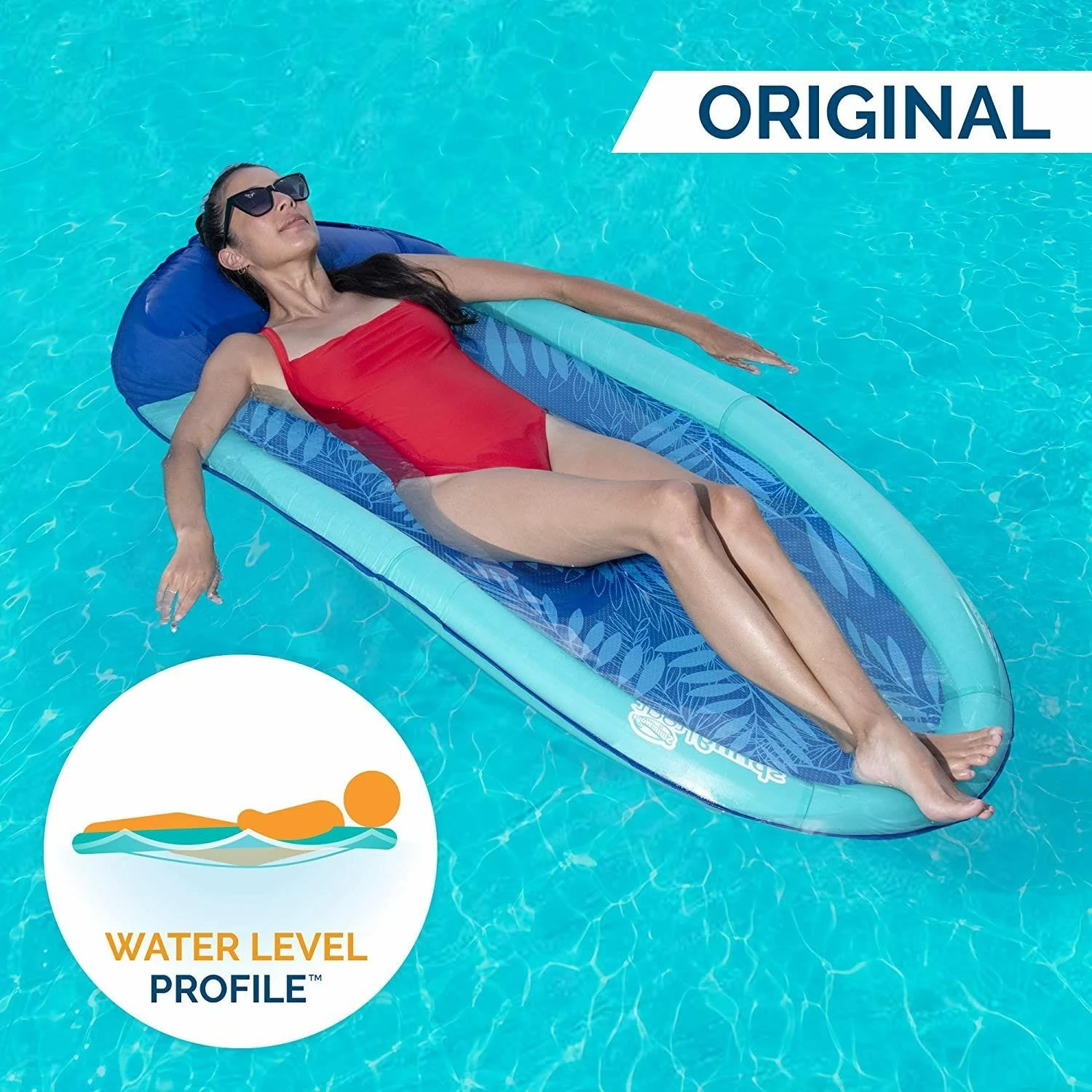 Spring Float Inflatable Pool Lounger With Hyper-Flate Valve - Patterned 8 Spring Float Inflatable Pool Lounger With Hyper-Flate Valve - Patterned - Image 6