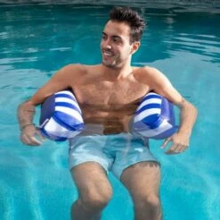 Blue Striped Noodle Sling 2.0 With Handle -swimming pool supplies shop 170644 big joe noodle sling 2.0 with handle lifestyle